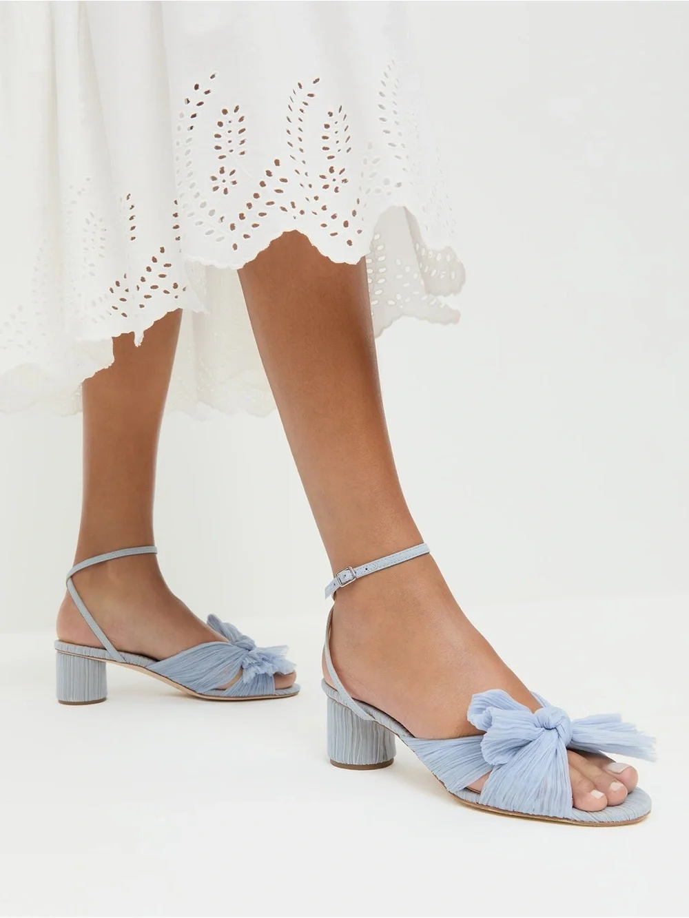 Loeffler Randall Dahlia Blue Pleated Bow Heel Size 9